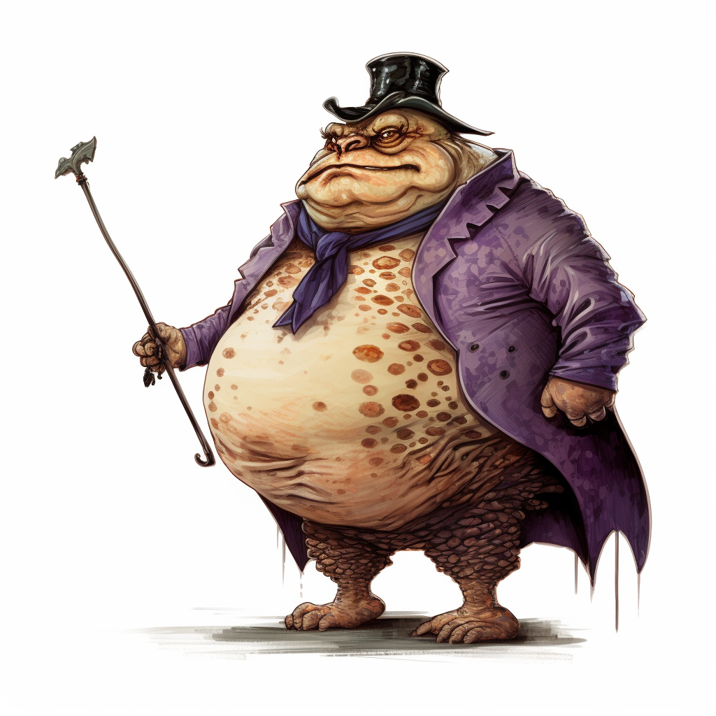 Evil Obese Toad Man with Cane