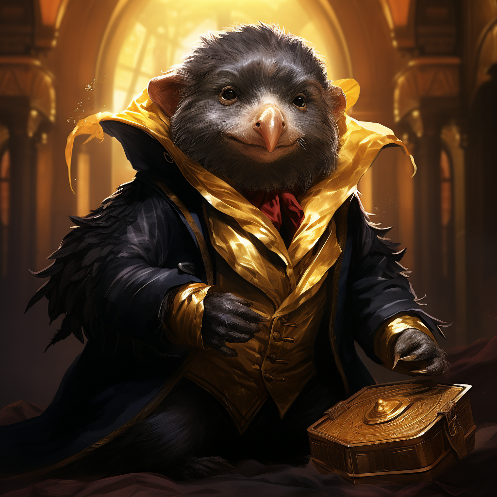 Adorable Niffler character searching for gold