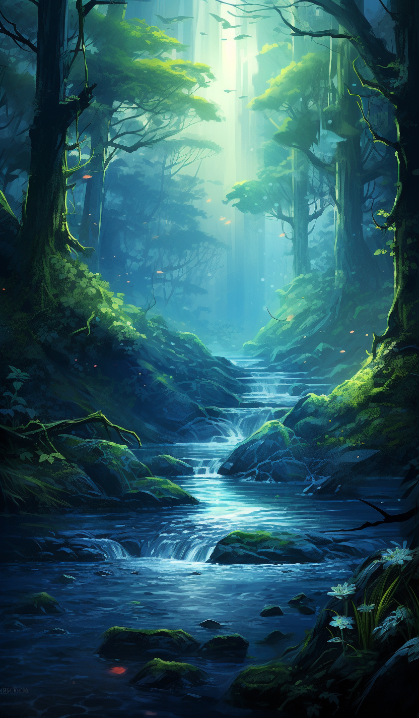 Beautiful forest and river scenery