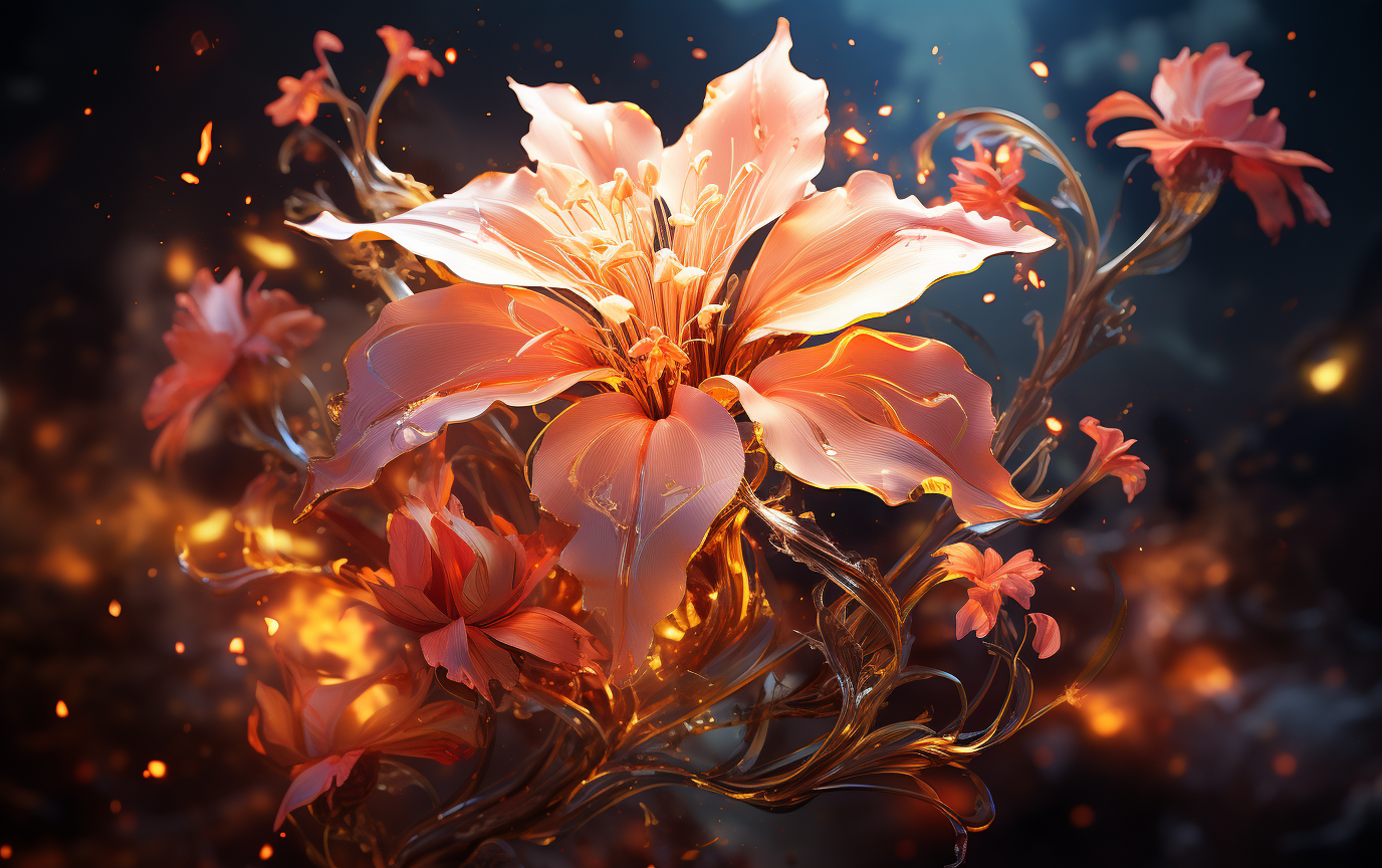 Vibrant fire flower in stylized art