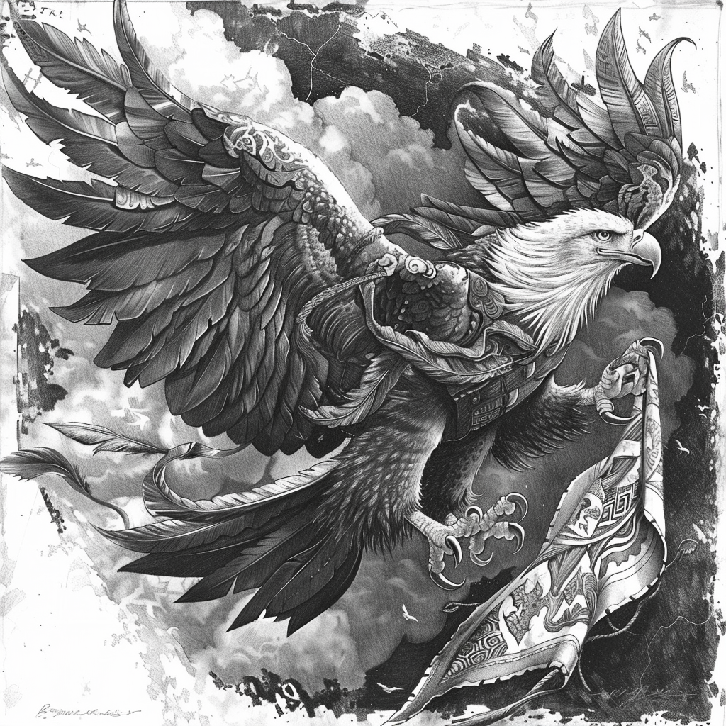 Sketch of majestic fantastical eagle