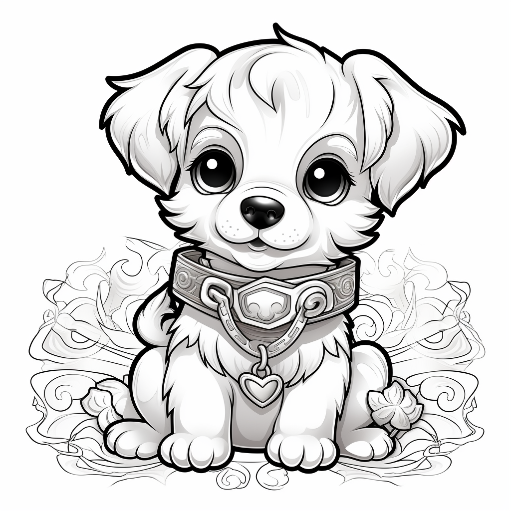 Cute fantasy baby dog coloring