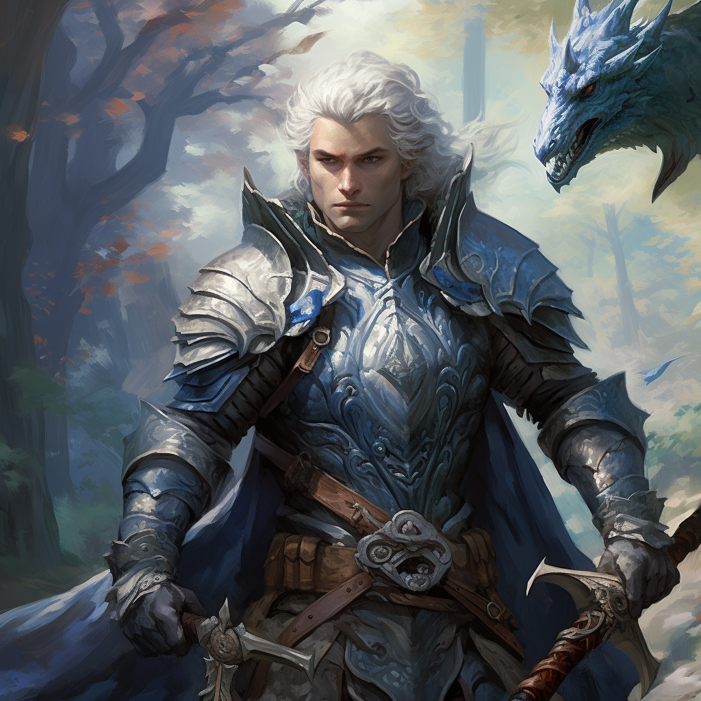 Blue-skinned Guy in Dragonscale Armor in Forest