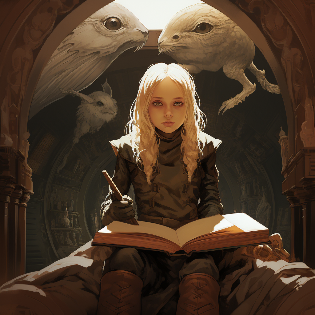 Dark fantasy book cover featuring a cute girl with rabbit ears holding a pillow