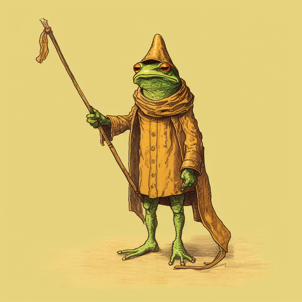 Illustration of a Frog Wizard with Staff