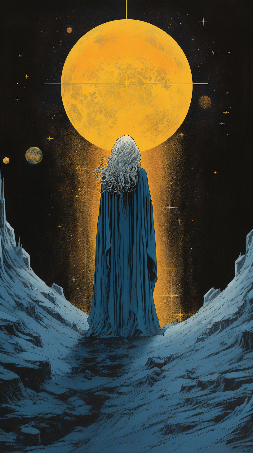 Dark fantasy book cover with queen of the blue moon