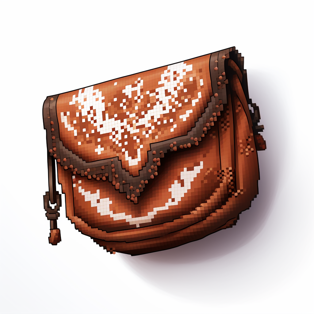 Brown fantasy pouch on white background