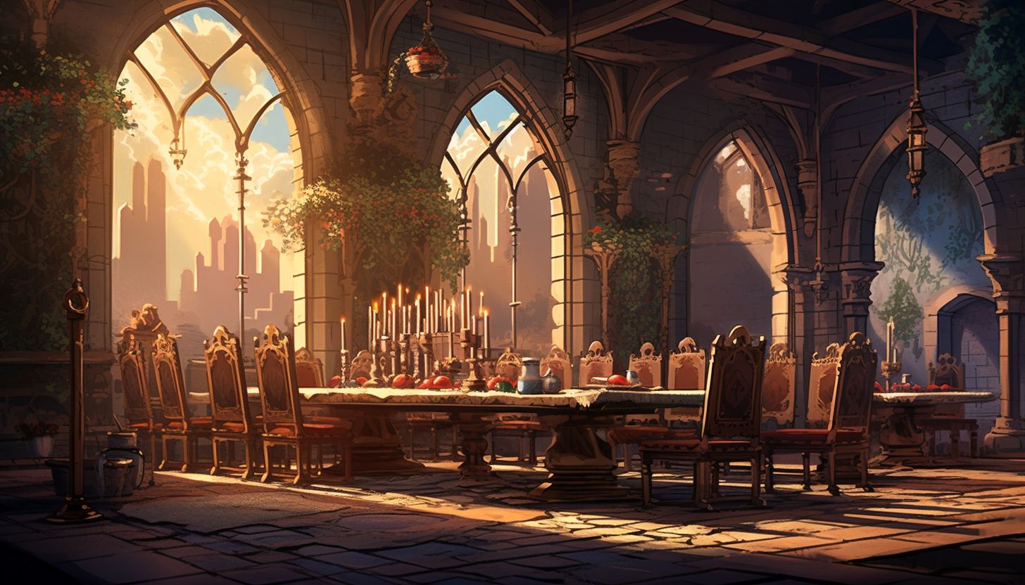 Illustration of fantasy castle meeting room