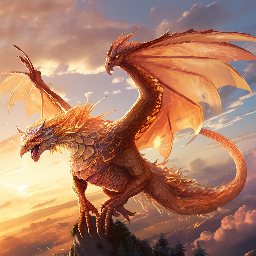 Wyvern creature flying orange scales