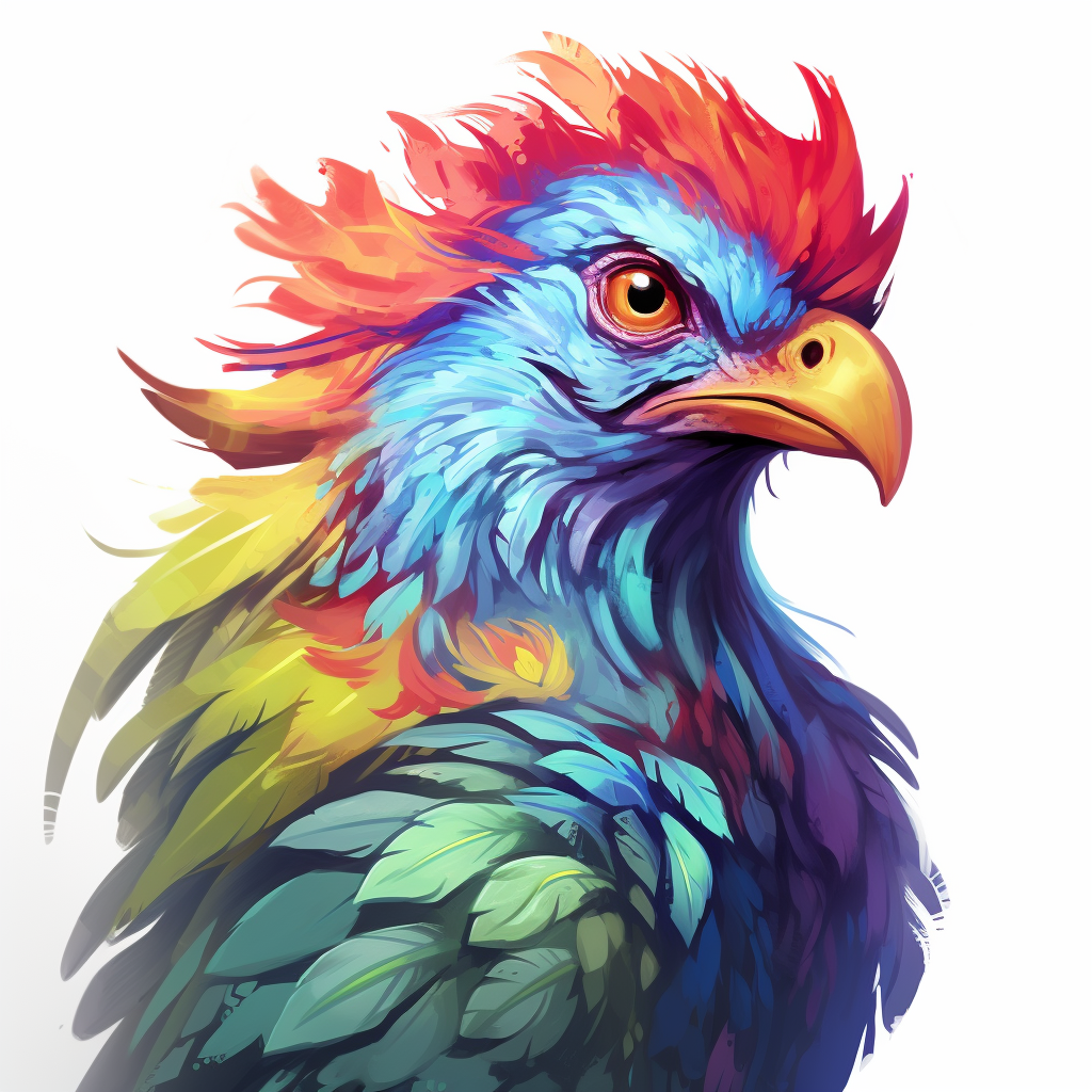 Colorful Fantasy Domestic Creature with Feathers