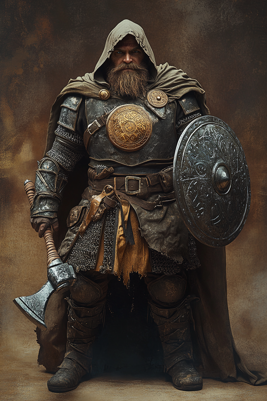 Dwarf warrior in plate armor