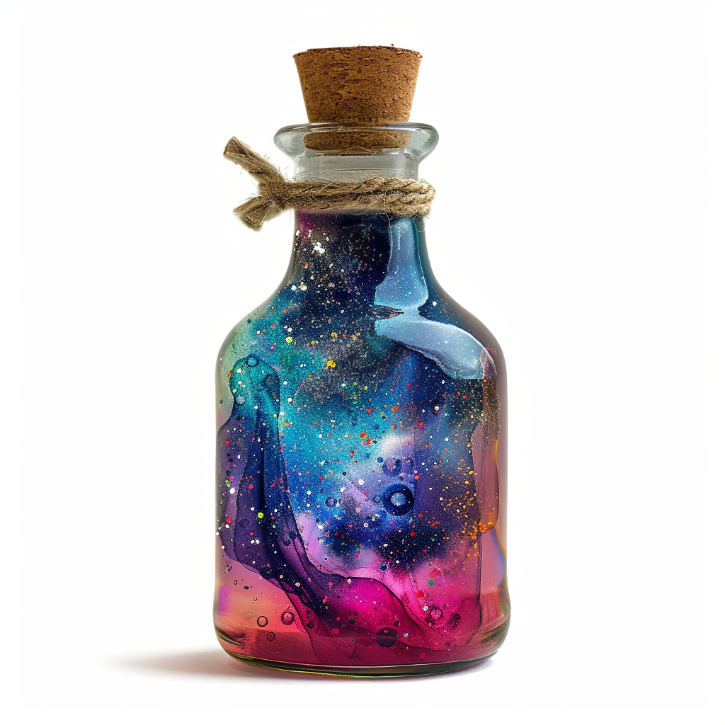 fantasy elixir potion white background