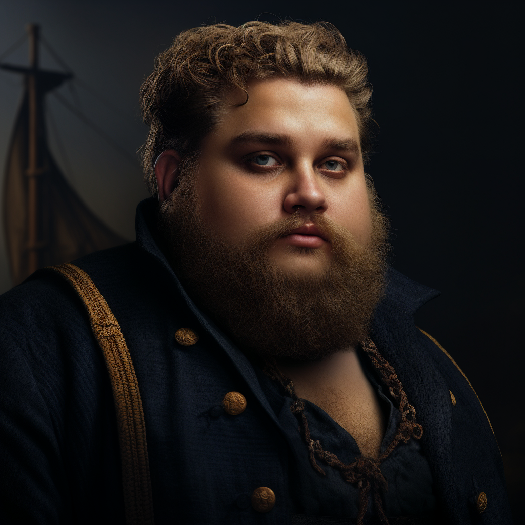 Image of a fantasy fat hairy sailor