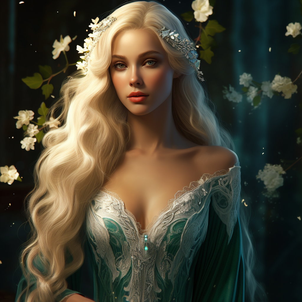 Blonde princess in detailed fantasy attire