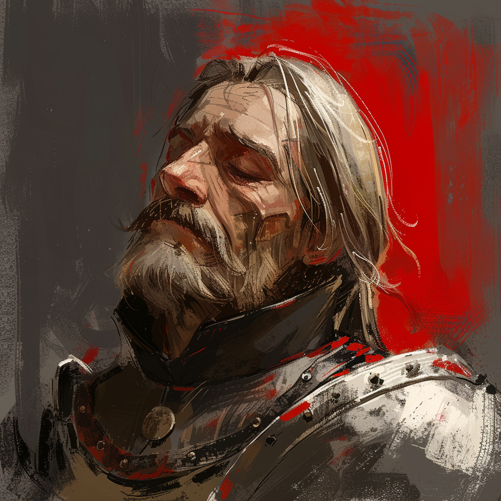 Middle Aged Fantasy Knight Falling Asleep