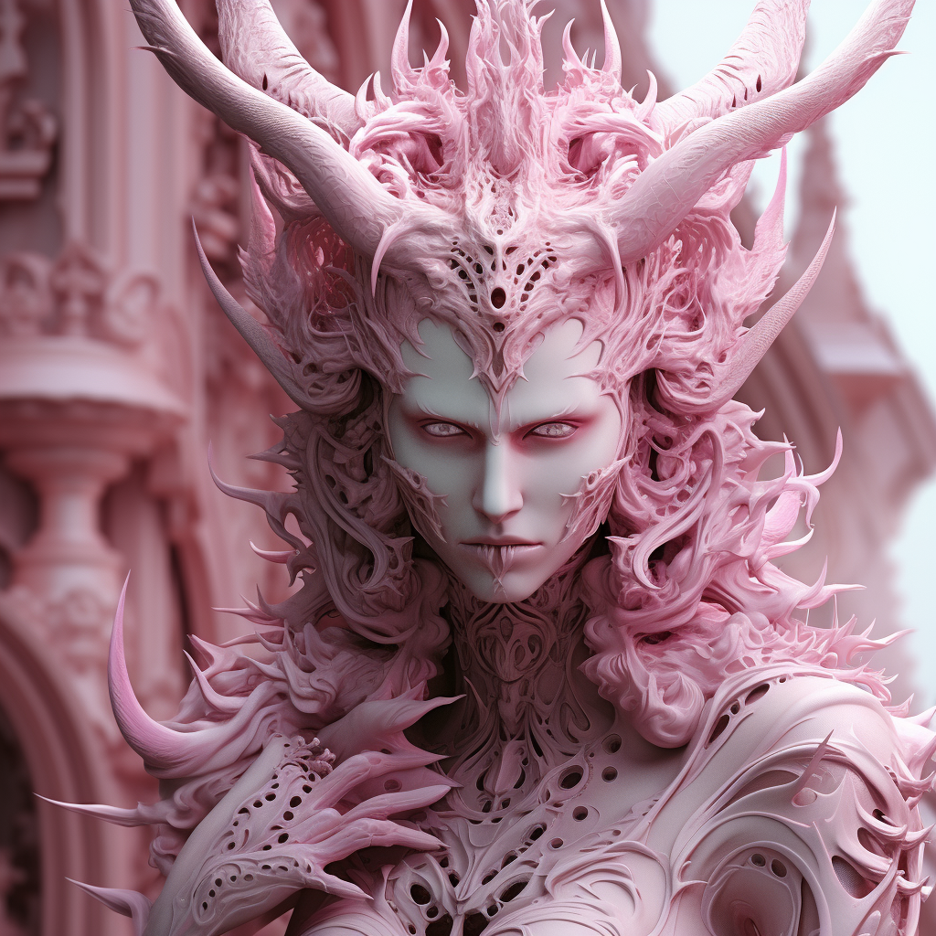 Captivating pink ethereal demon artwork