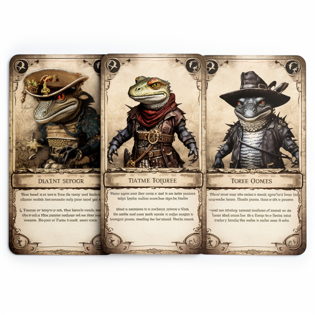 Fantasy Pocket Cards with Lizard Figure