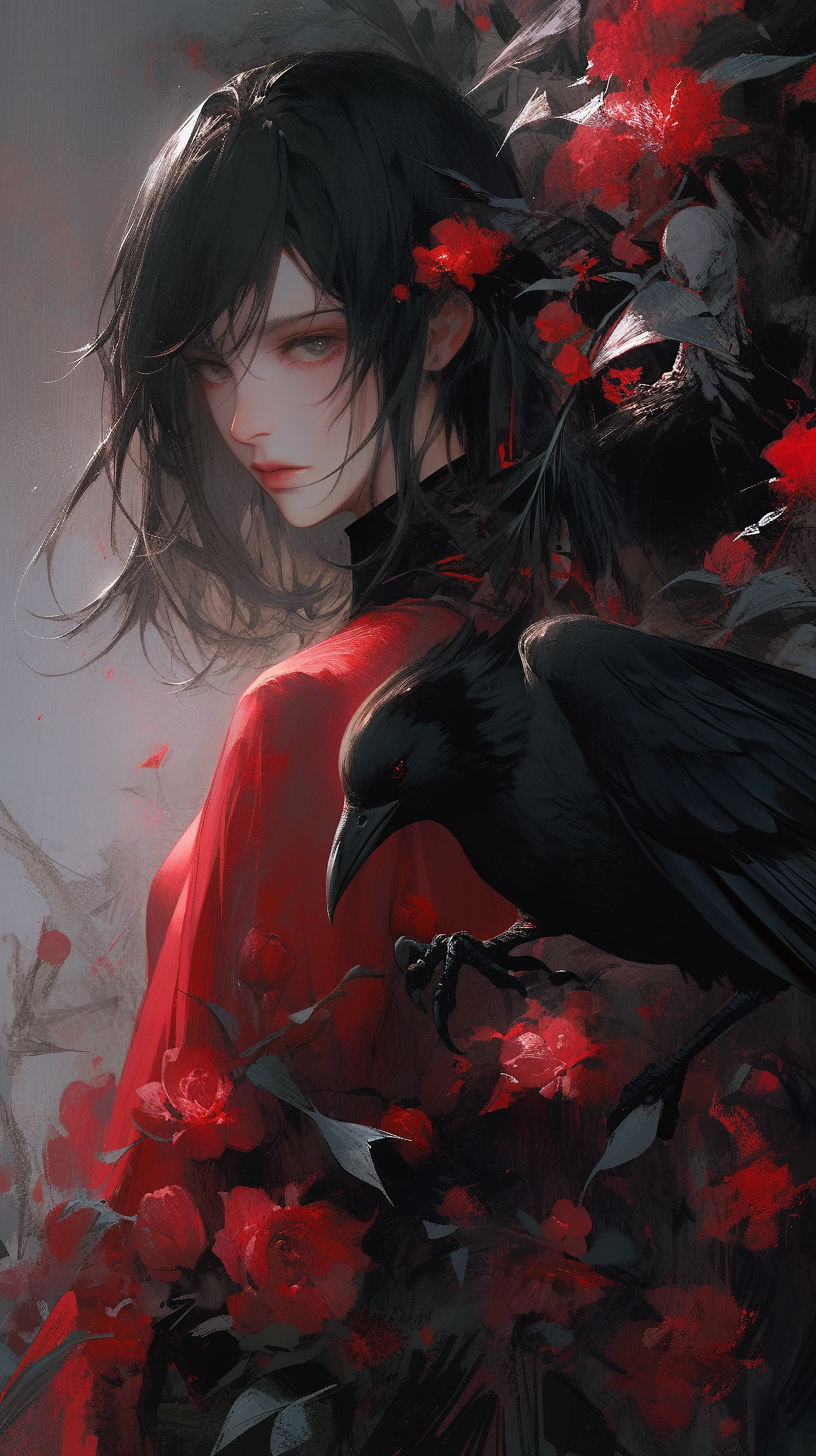 Red and black ethereal fantasy artwork