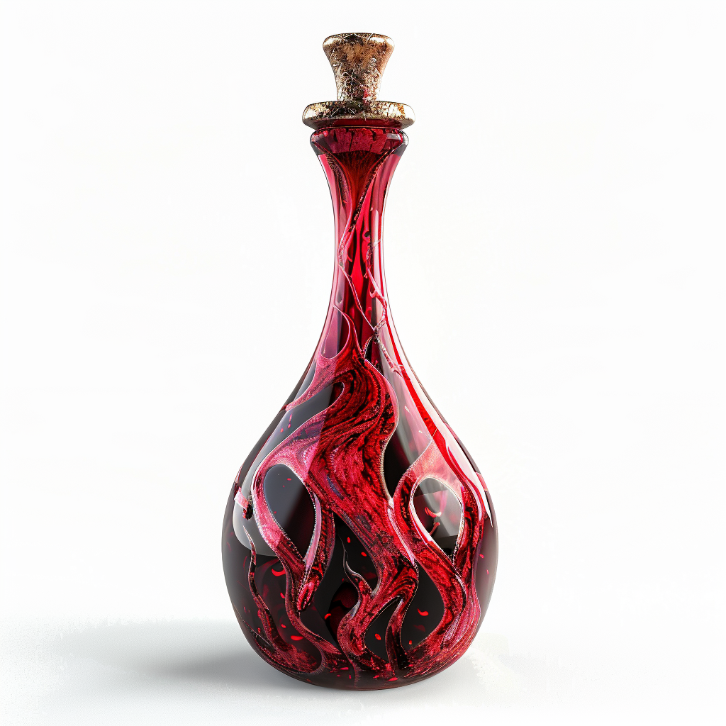 Red fluid in fantasy bottle