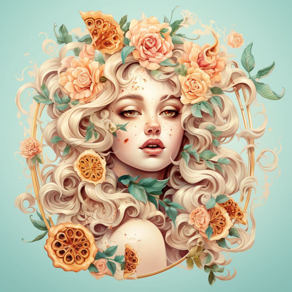 Delicious rococo-style pizza artwork