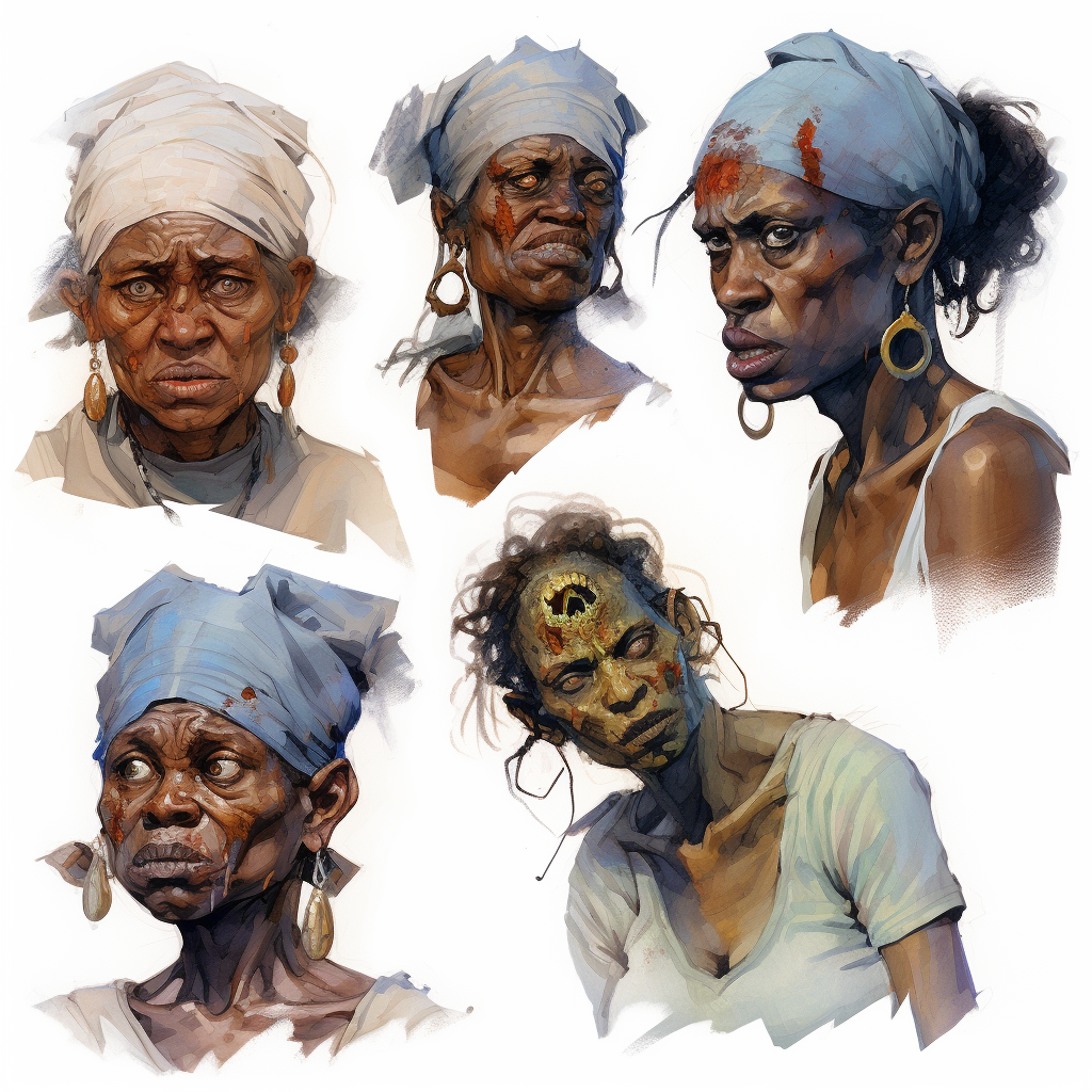 Female African American Zombies Portraits Decay