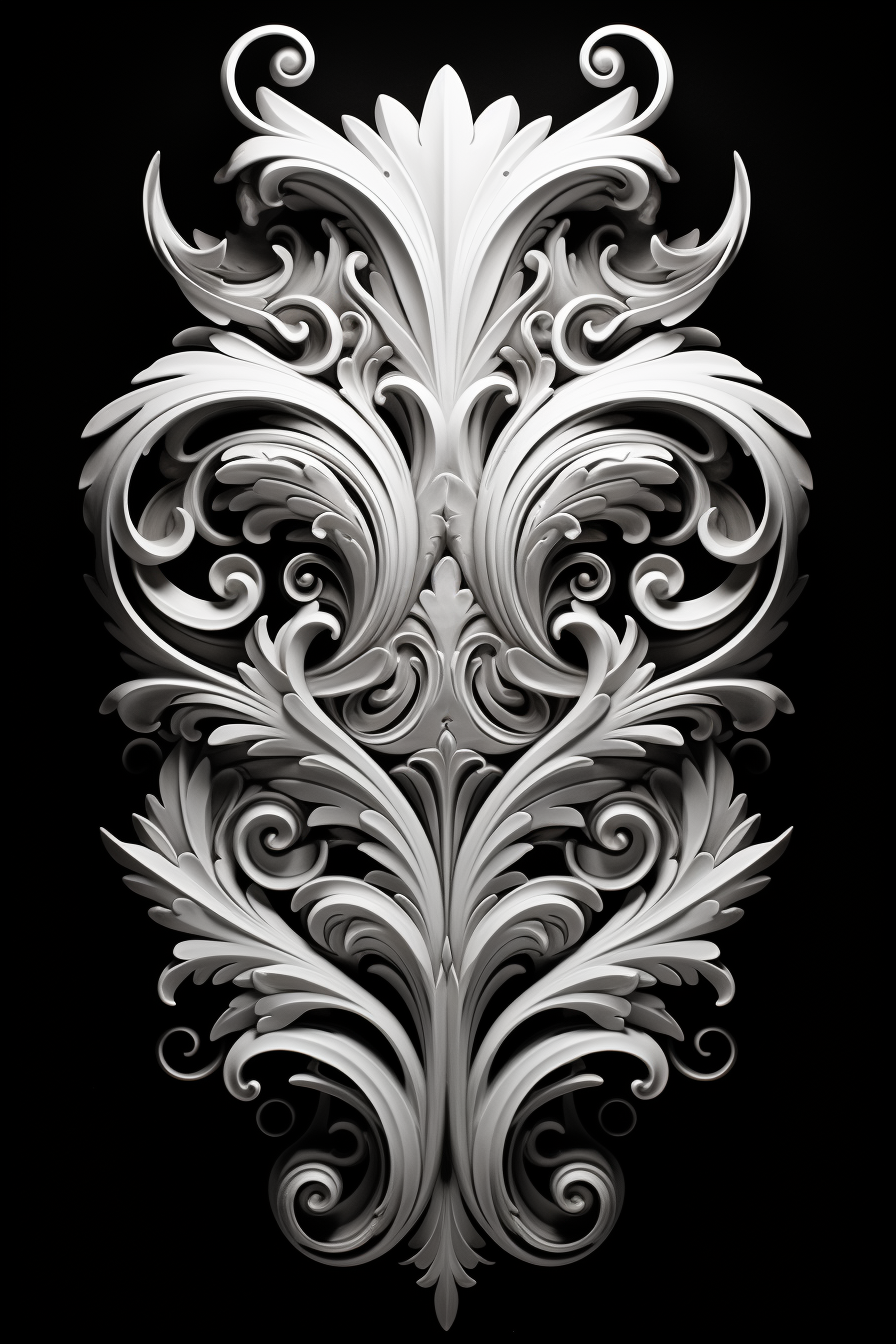 Fantasy Scrollwork Design White Monochromatic