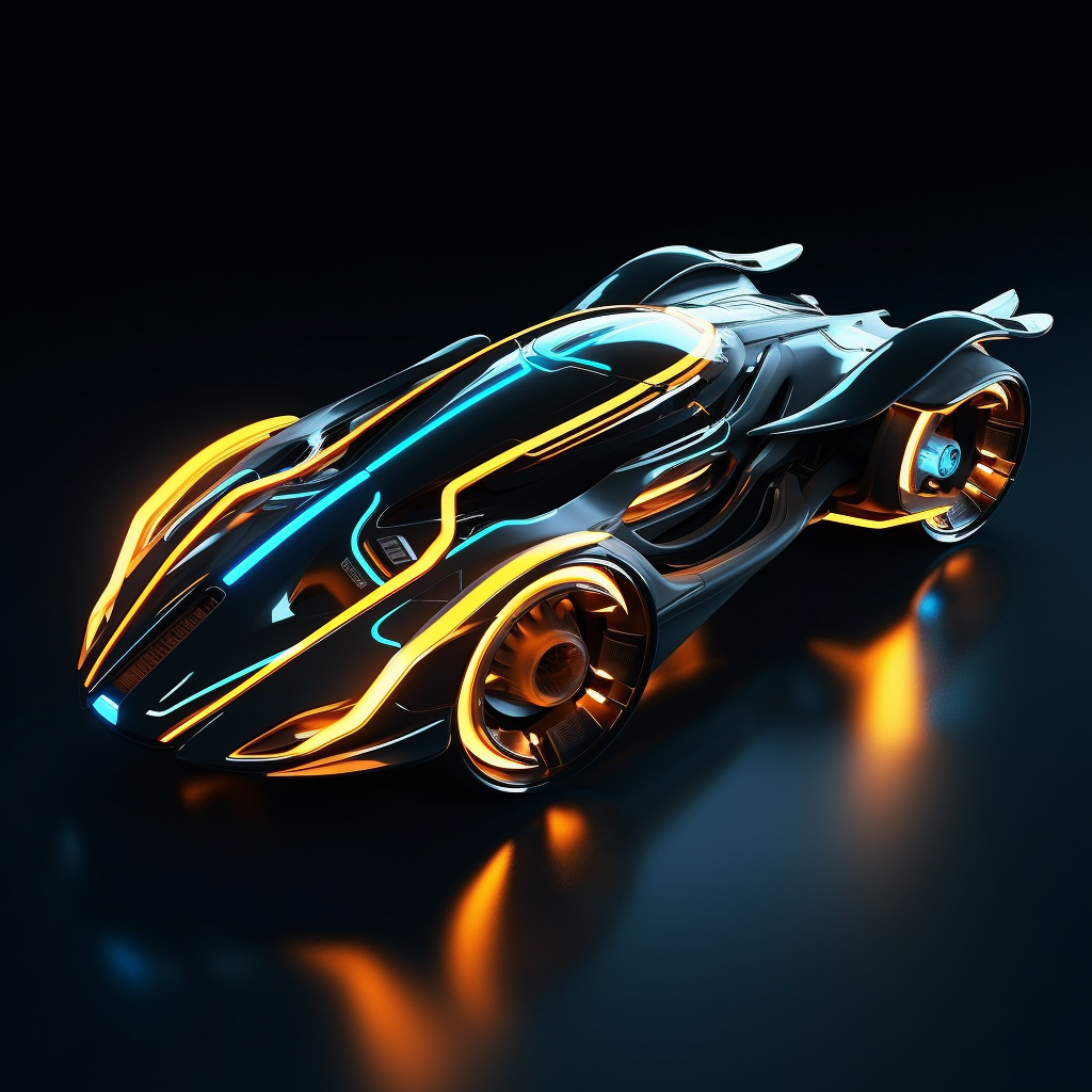 Tron style fantasy space ship