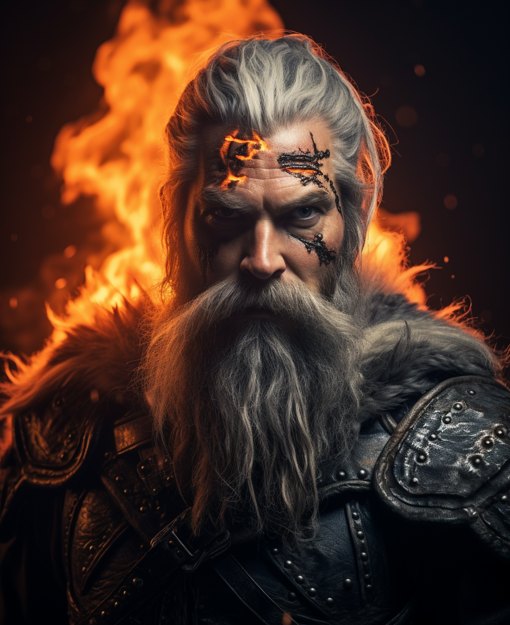 Viking warrior with white hair and beard