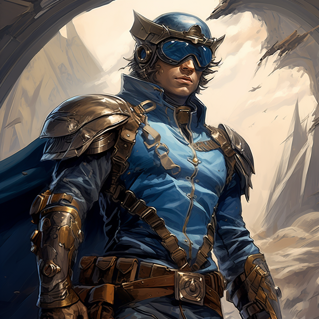 Muscular warrior with aviator hat and goggles