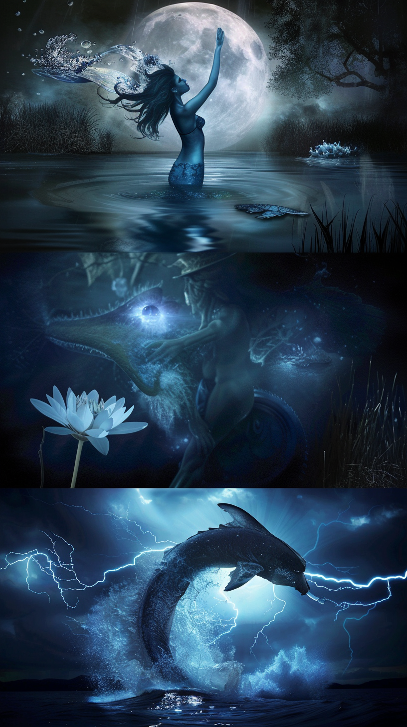 Water Monster Fantasy Triptych