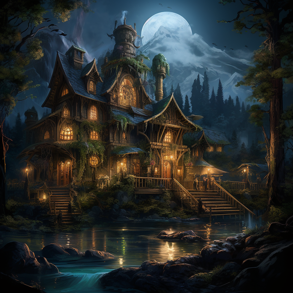 Beautiful fantasy art of the Adventurers Lodge