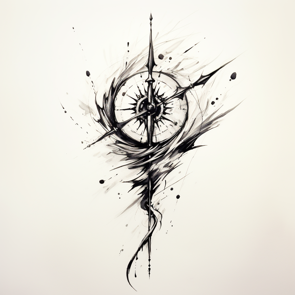 Fantasy arrow sketch on white background