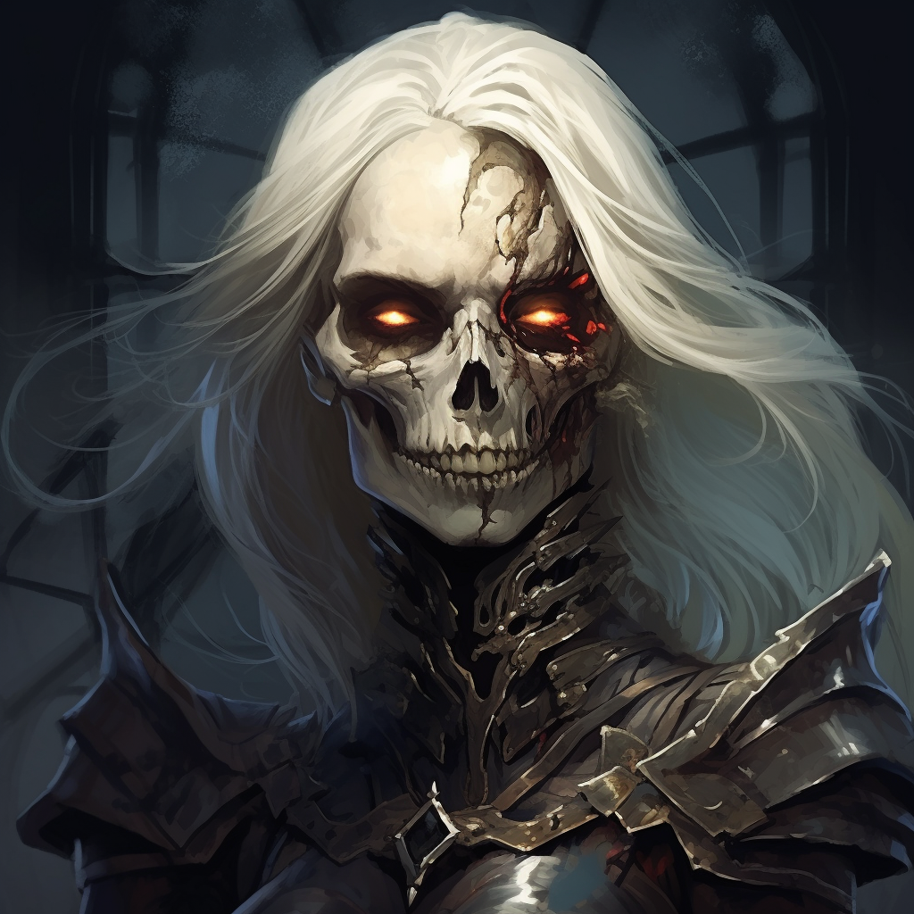 Beautiful and Fearsome Female Lich with Split Face