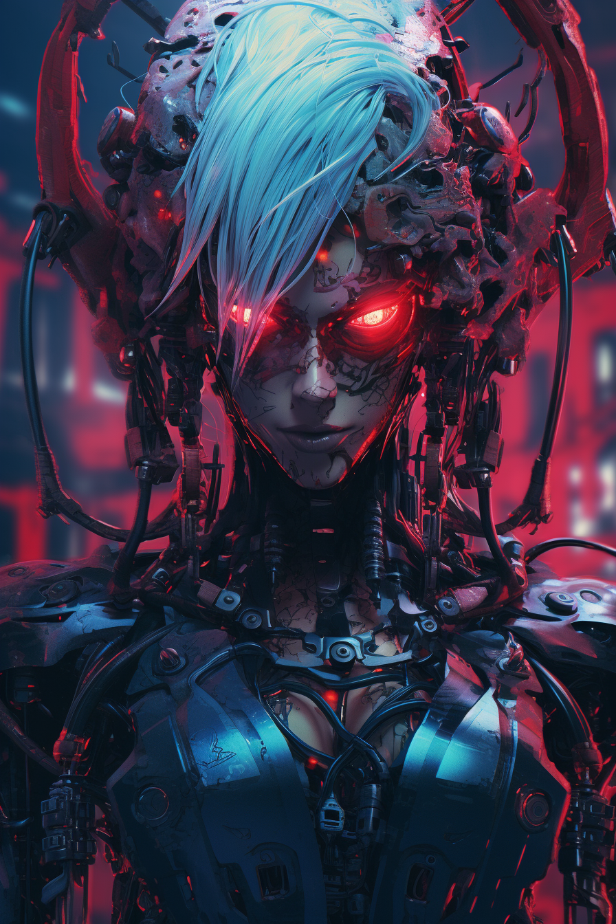 Vibrant cyberpunk fantasy character illustration