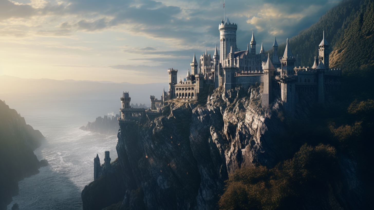 Awe-inspiring fantasy castle on a cliff