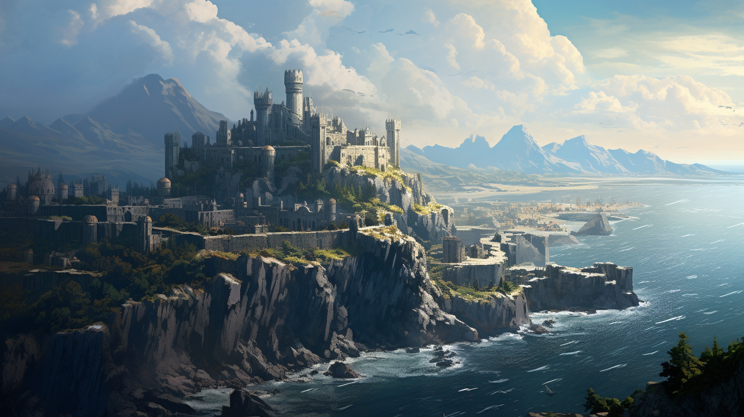 Beautiful fantasy stronghold on the coast