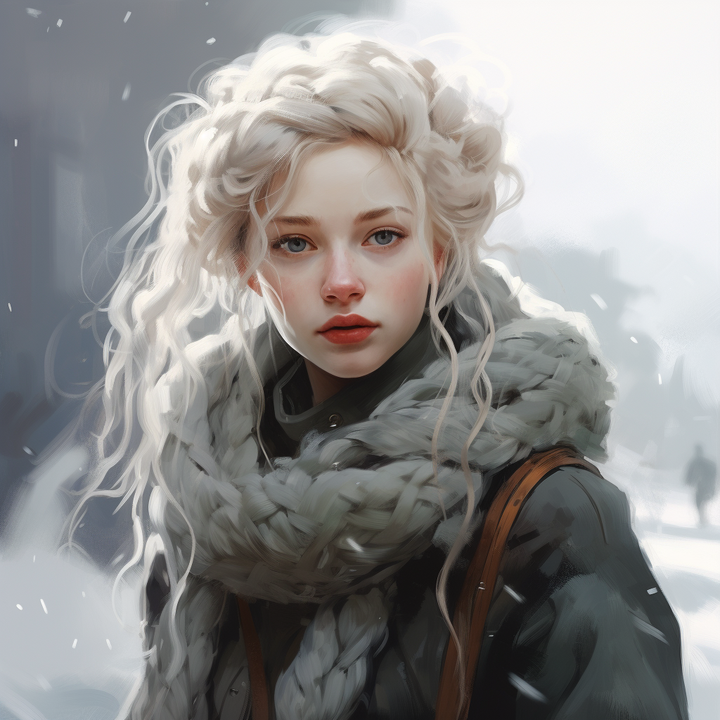 Beautiful fantasy female merchant with winter clothes