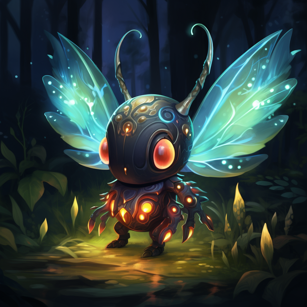 Cute fantasy firefly creature in minimalist style