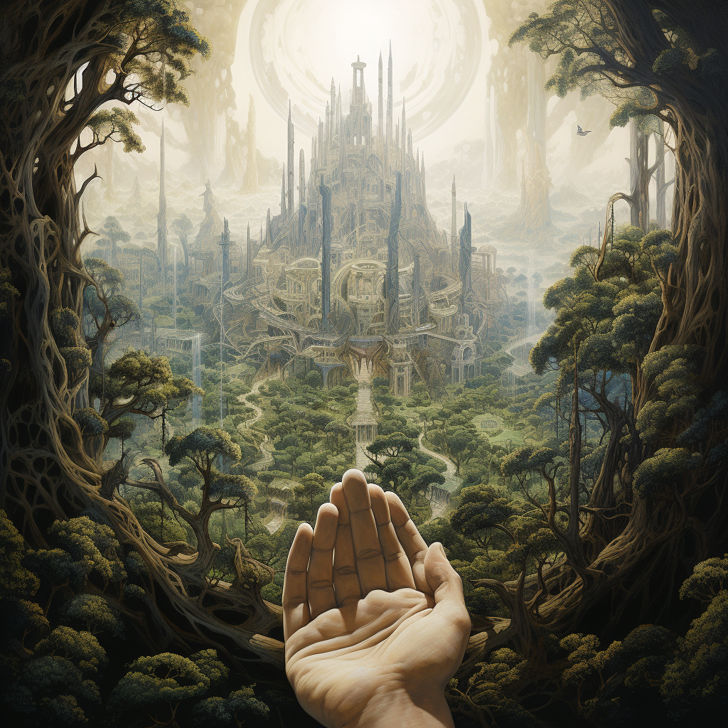 Beautiful Fantasy Forest City Painting