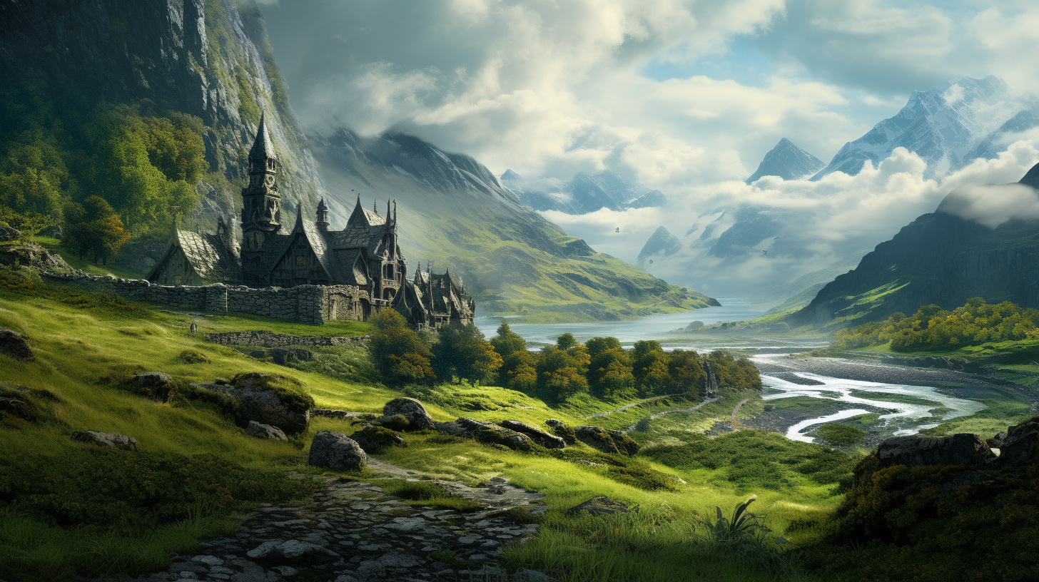 Enchanting fantasy highland settlement