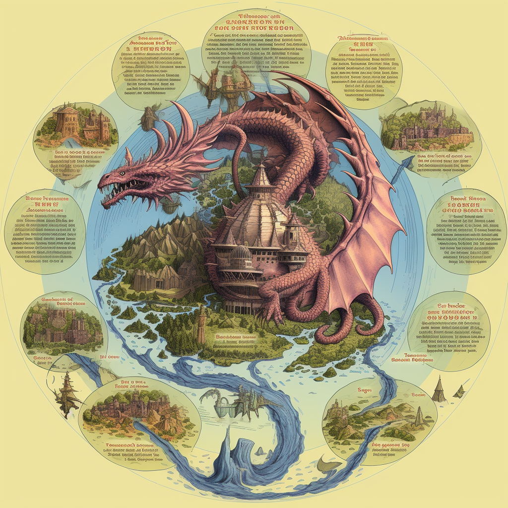 Dragon coiled around utopia, creatures suffering in the void