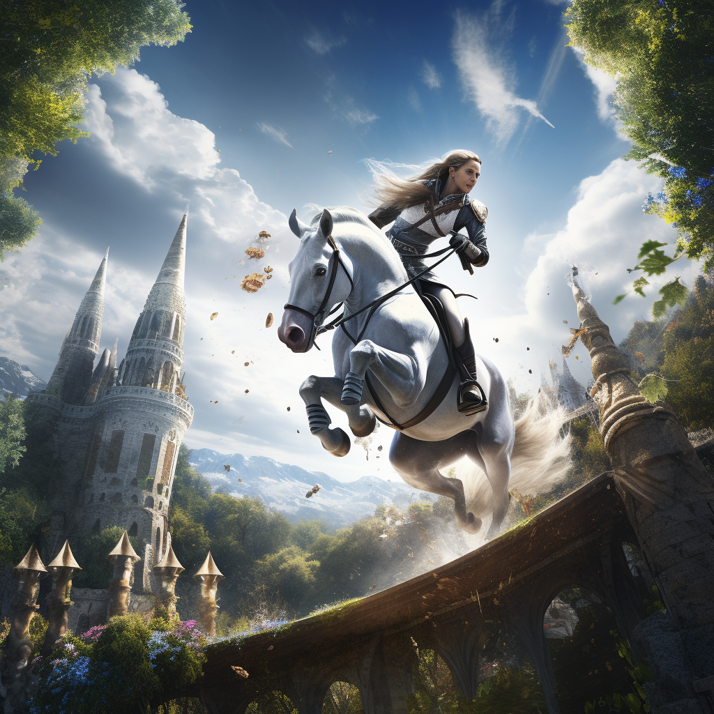 Horse Jumping in a Fantasy Event