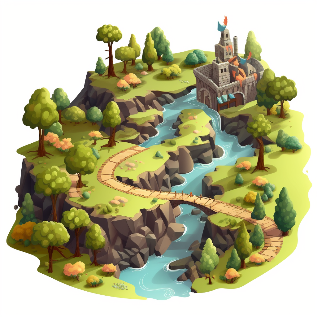 Fantasy landscape with isometric view