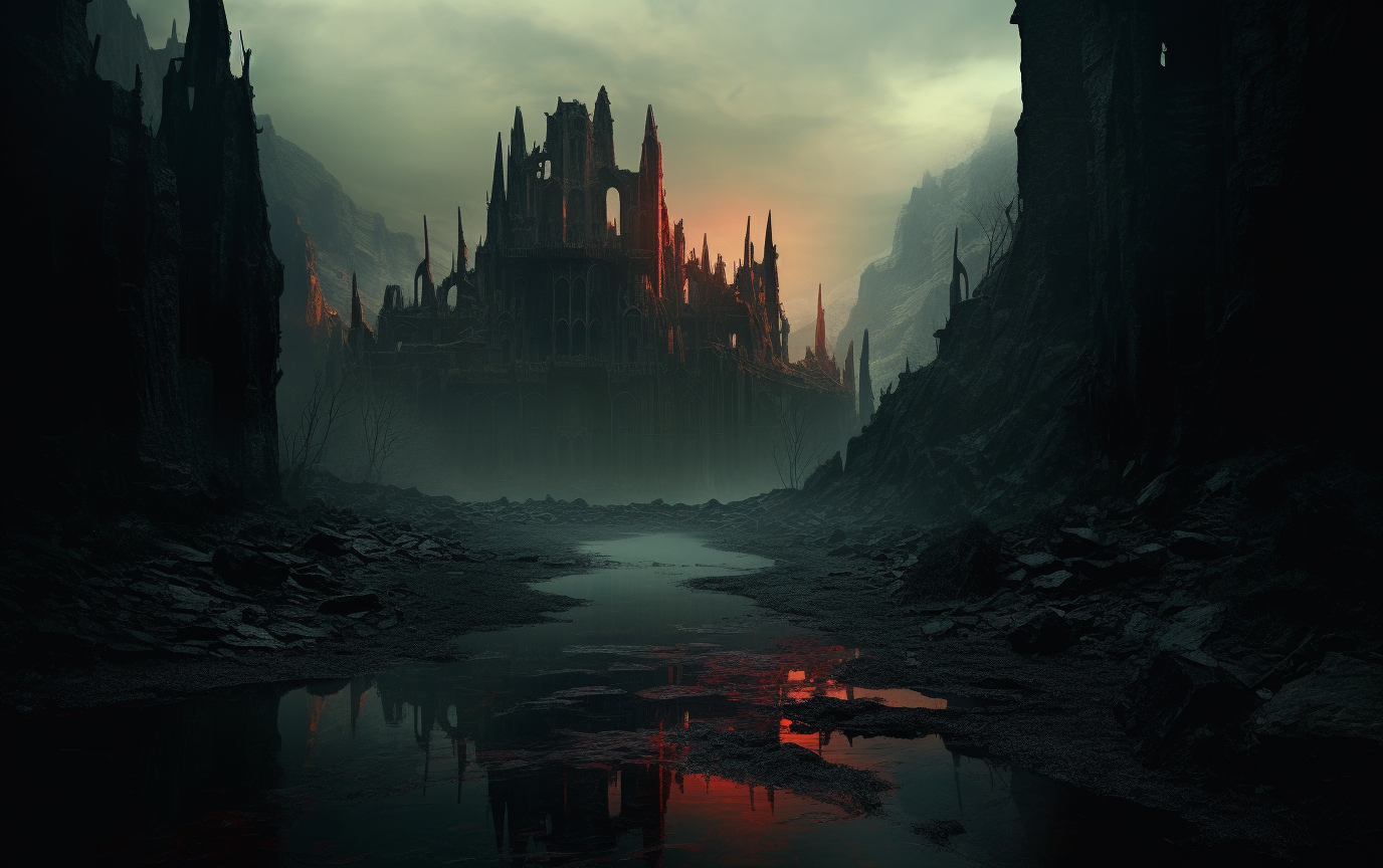 Surreal dark fantasy landscape artwork