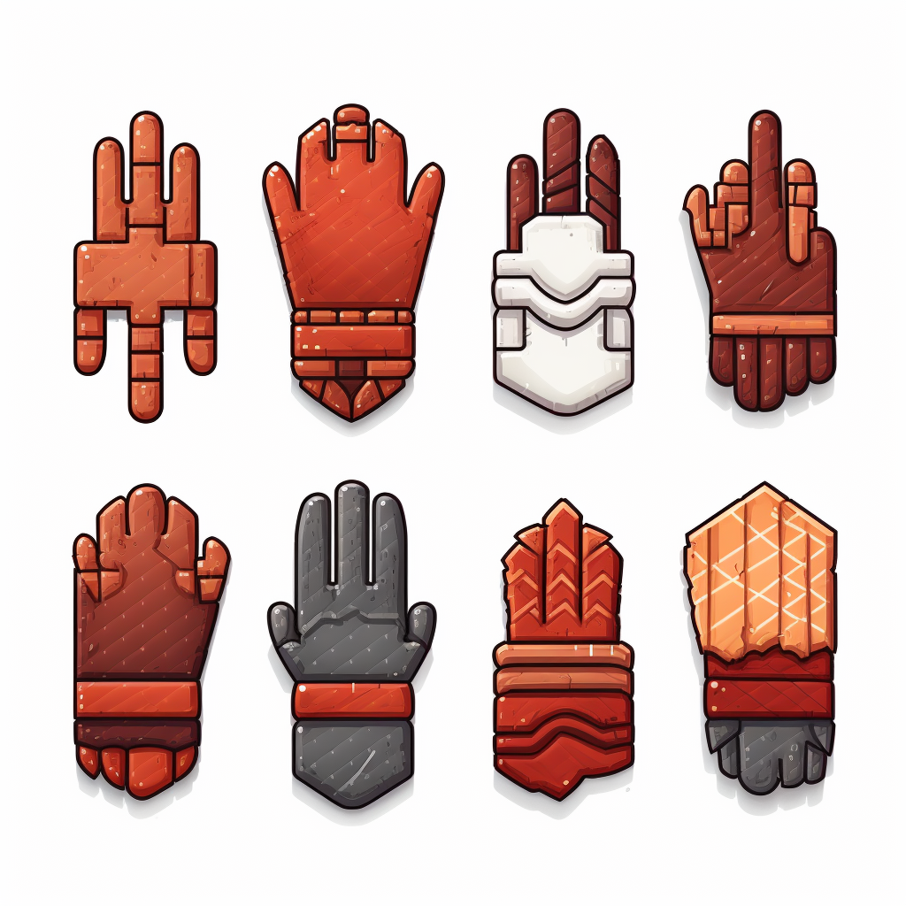 Leather mittens with fantasy design on a white background