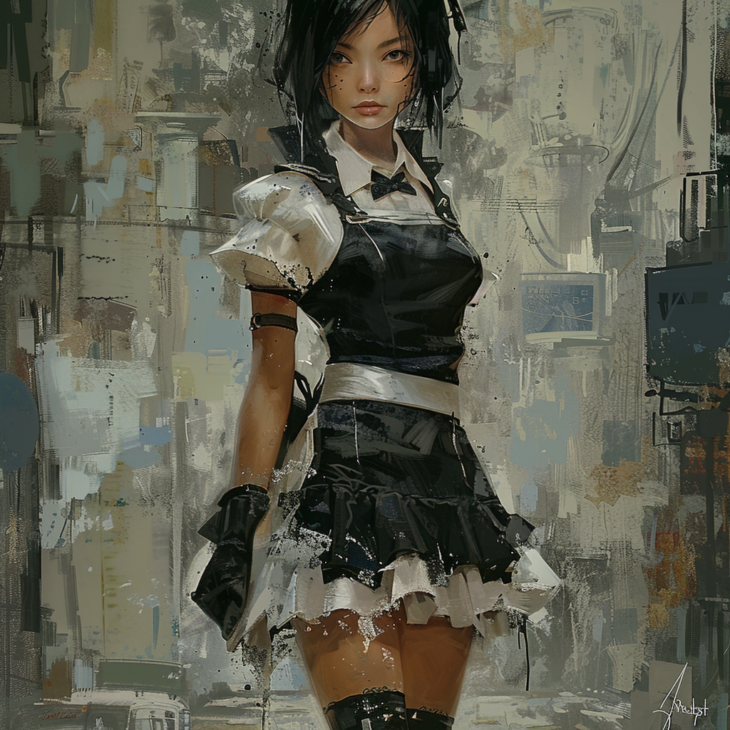 Young fantasy maid in maid costume