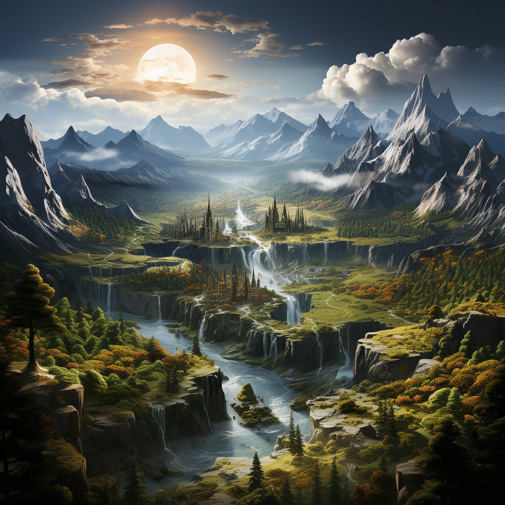 Fantasy Map with Flatland and Mountains