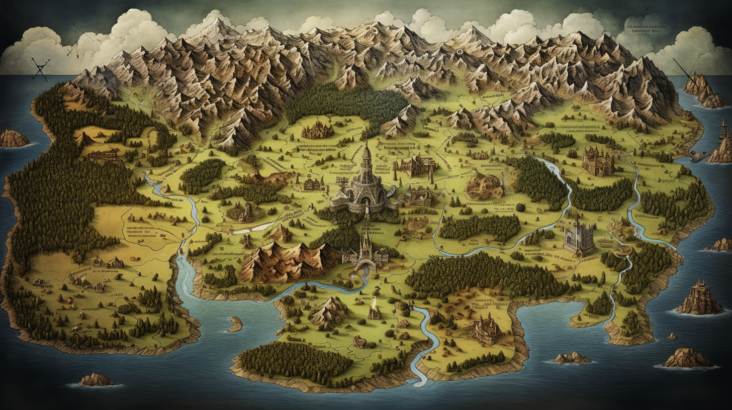 Fantasy Medieval Imaginary Worlds Map