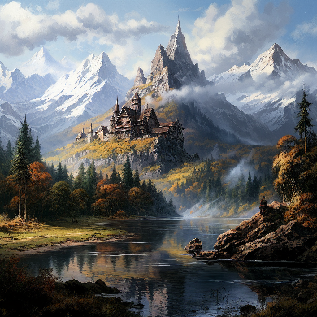 Desolated yet impressive fantasy medieval landscape