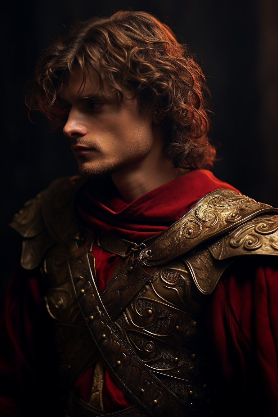 Image of a Fantasy Paladin with Golden Brown Curly Hair